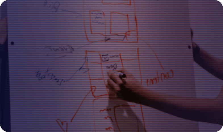 Diseño UX/UI — boceto de wireframes en pizarra